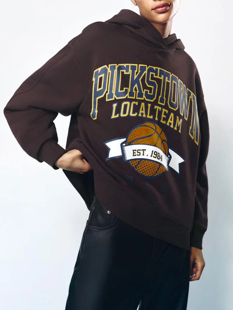 

2022 autumn and winter new youth temperament wild loose long-sleeved letters campus leisure sports style hooded sweater