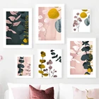 Абстрактная желтая розовая и зеленая ботаническая настенная Картина на холсте скандинавские плакаты и принты минималистичные картины для домашнего декора