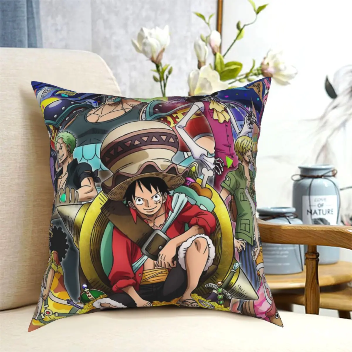 

Luffy Team накидка на подушку, один предмет, популярный аниме Размер 30 40 45 50, накидка на подушку, DIY напечатанный Модный чехол для декора дивана