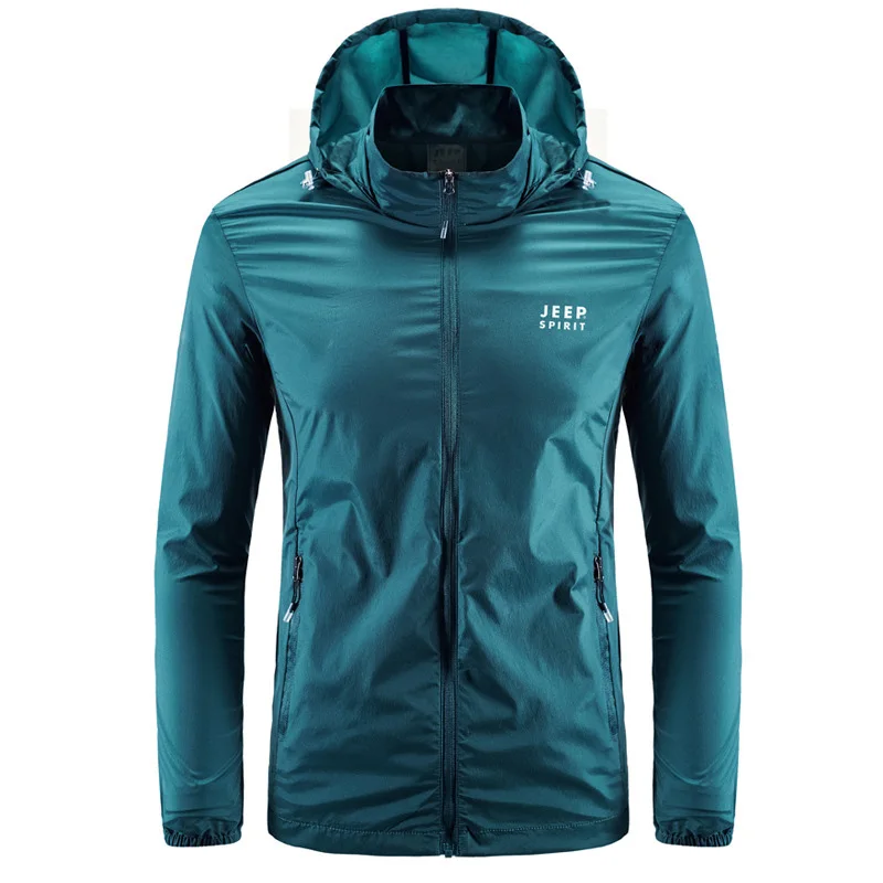 Мужская Легкая ветровка с капюшоном летняя воздухопроницаемая защитой от солнца