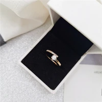 yun ruo fashion luxury pave zirconia rings rose gold color woman birthday gift titanium steel jewelry never fade drop shipping