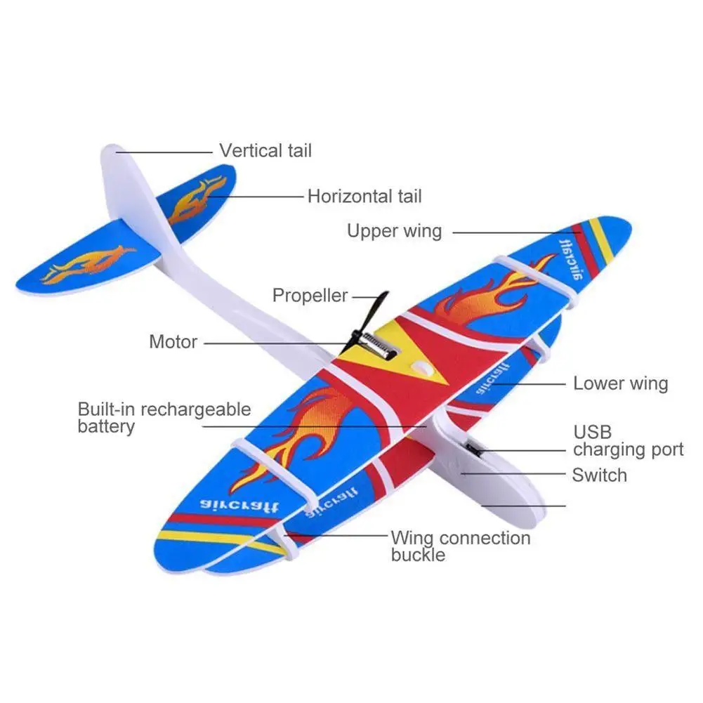 DIY биплан AB Glider пены приведенный в действие летающий самолет Перезаряжаемые
