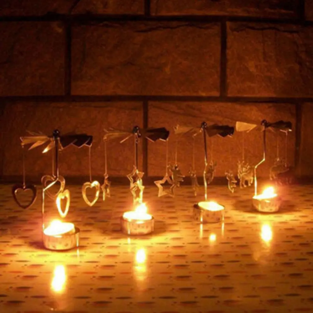 New Creative Christmas Deer Rotating Spinning Carousel Tea Light Candle Holder Center Candlestick Party Decor | Дом и сад