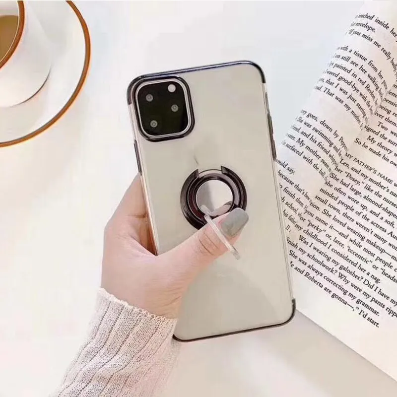 Чехол для iphone 11 Pro XS MAX XR iphone X 10 магнитный держатель прозрачный мягкий кремний чехол для iphone 6s 6 s 7 8 plus чехол для телефона - Цвет: black