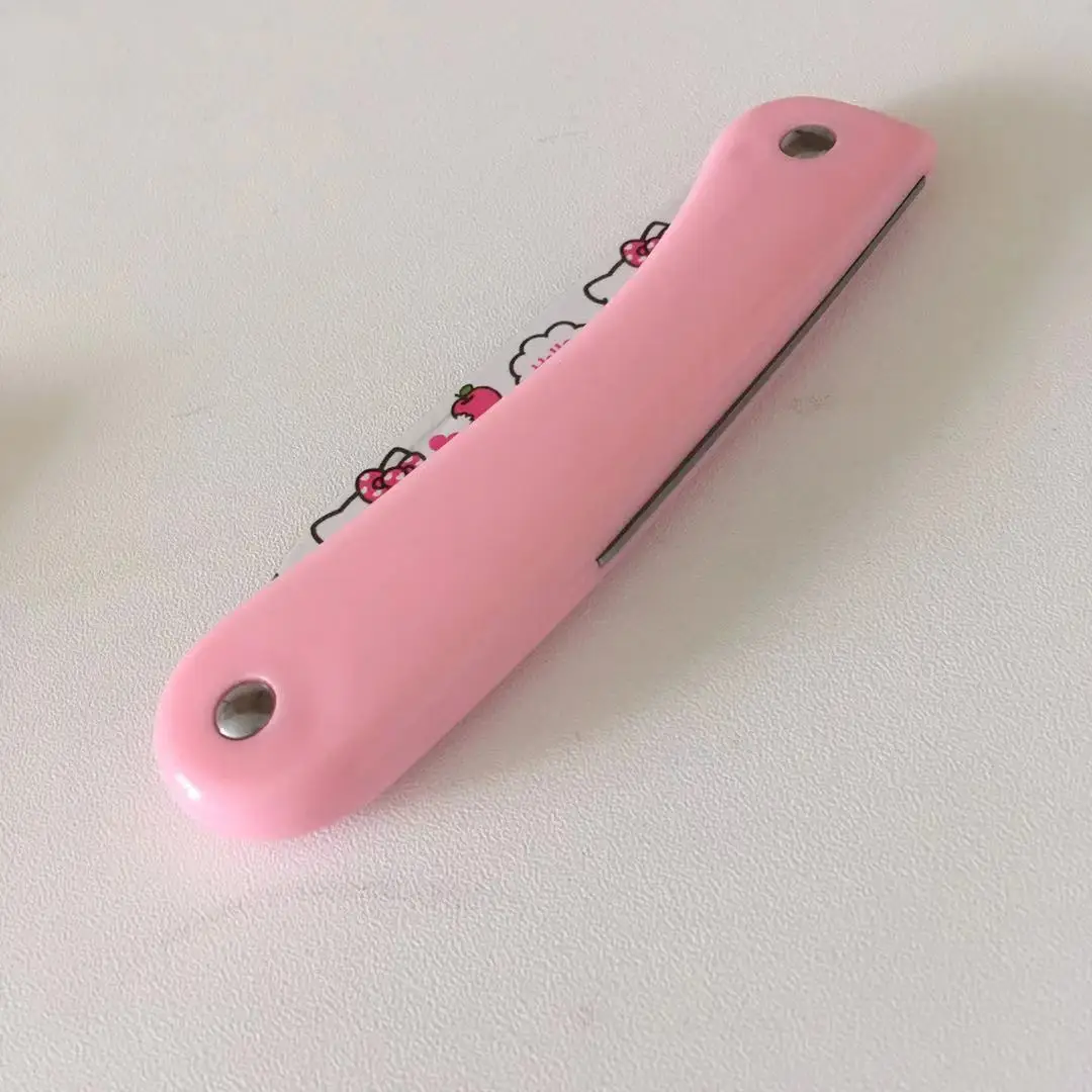 Super Cute Cartoon Printed Knife Fold Paring Stainless Princess Pink Keychain Self Defense for Girls Gift Dropshipping | Дом и сад