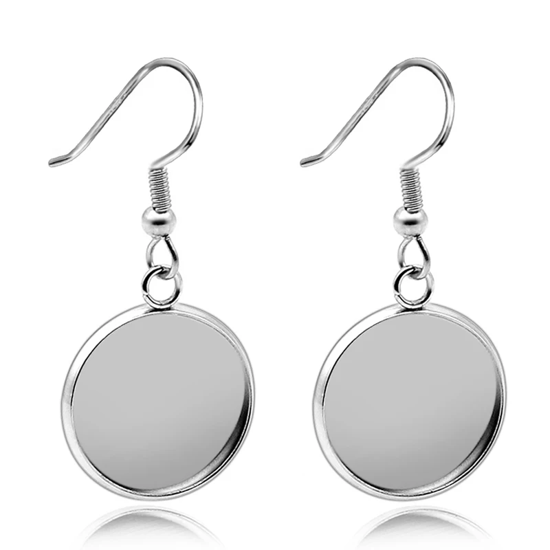 

Stainless Steel Earrings Ear Hook Women's Hanging Dangle Earrings Cabochon Base Blanks Fit 8/10/12/14/16/18/20mm DIY Accessories