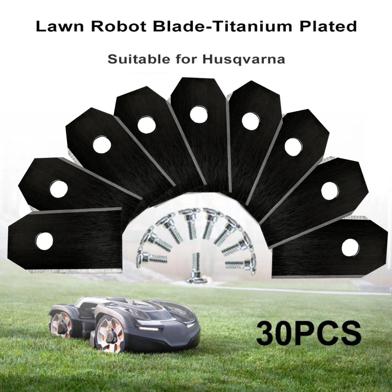 

30PCS Trimmer Blade Lawn Mower Grass Replacement Trimmer Cutter Piece for Husqvarna Automower/Gardena Robotic Lawnmower