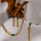 Женский комплект из колье, серёг, браслета и цепочки из титановой стали