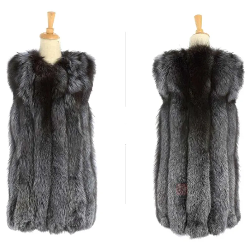 Роскошное Женское зимнее меховое пальто модная меховая куртка без рукавов