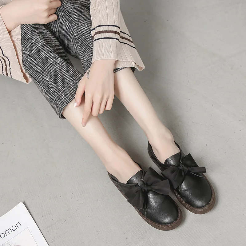 Flat Keel Thin Shoes Women's Korean-Style All-match Bow Soft Bottom Flat Shoes Women Women Shoes Women Shoes Flat Wear-Resistant