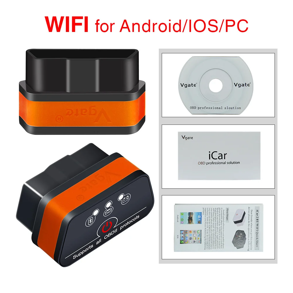 Vgate icar2 Bluetooth/Wifi OBD2 диагностический инструмент ELM327 OBD 2 сканер Mini ELM 327 icar 2 для android/PC/IOS OBDII считыватель кодов - Цвет: icar2 wifi