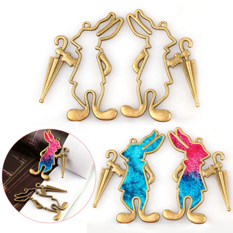 Новый Винтажный кролик и зонт античная бронза фотоаксессуары для ювелирных