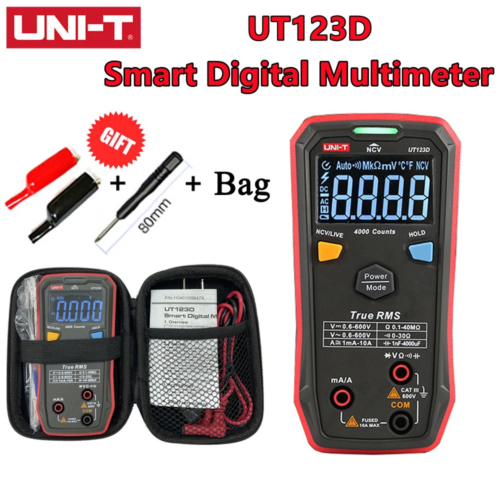 

Умный Автоматический цифровой мультиметр UNI-T UT123D, тестер емкости, сопротивления, переменного/постоянного тока, RMS