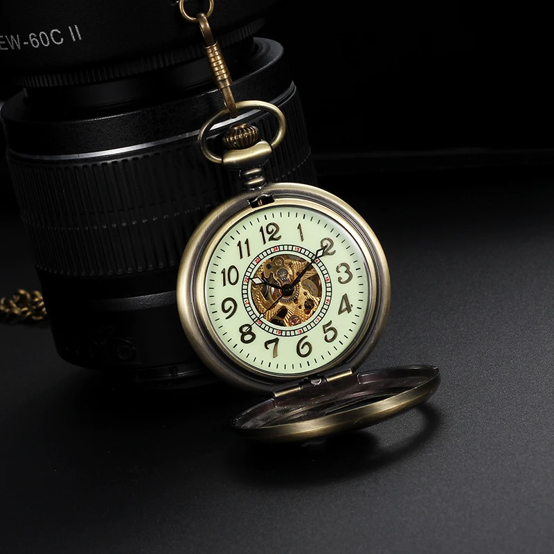 Модные дизайнерские женские карманные часы с полым каркасом прозрачная задняя