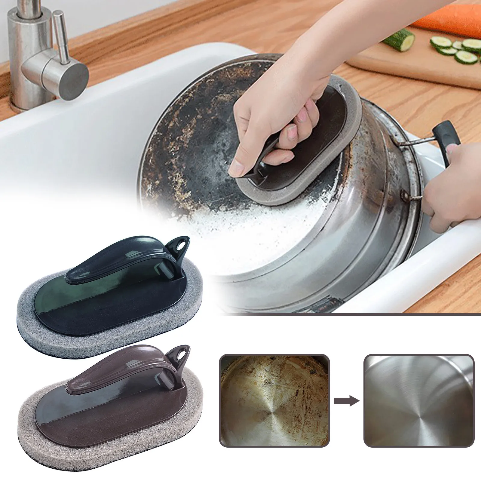 

Волшебная кухонная щетка-губка, меламиновая губка, чистящая щетка, нож для удаления накипи, сковорода, очиститель кастрюль, щетки для сильно...