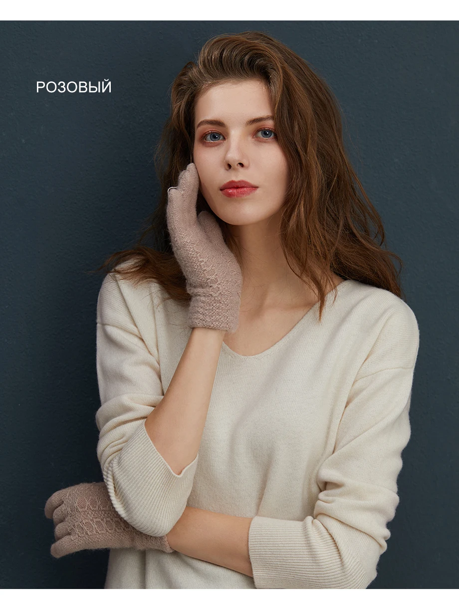 Женские вязаные перчатки, зимние женские перчатки, новинка, женские плотные теплые шерстяные однотонные перчатки, осенние женские мягкие митенки с кроличьим мехом