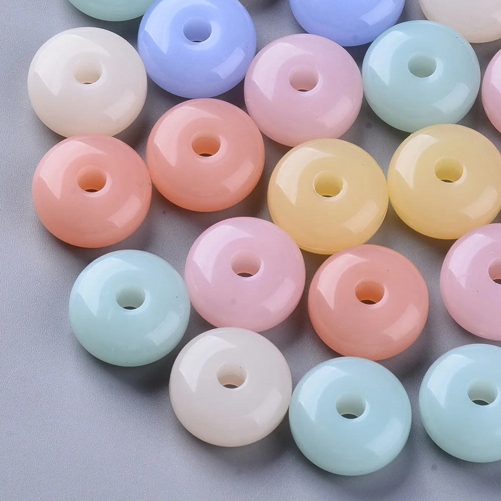 

200PCS Imitation Jelly Acrylic Beads Rondelle Mixed Color 16x7mm Hole: 3.5mm