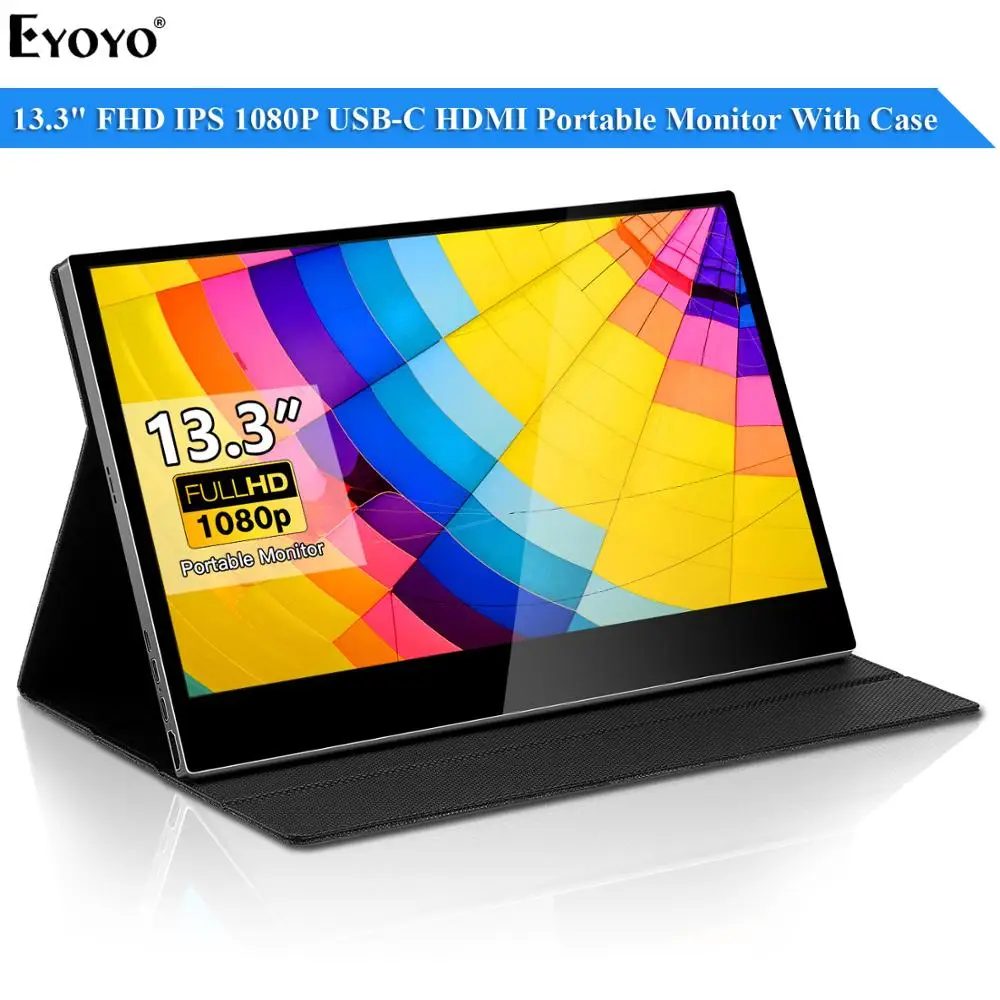 Тонкий портативный монитор Eyoyo 13 3 дюйма с сенсорным экраном 1920x1080 IPS USB Type C HDMI