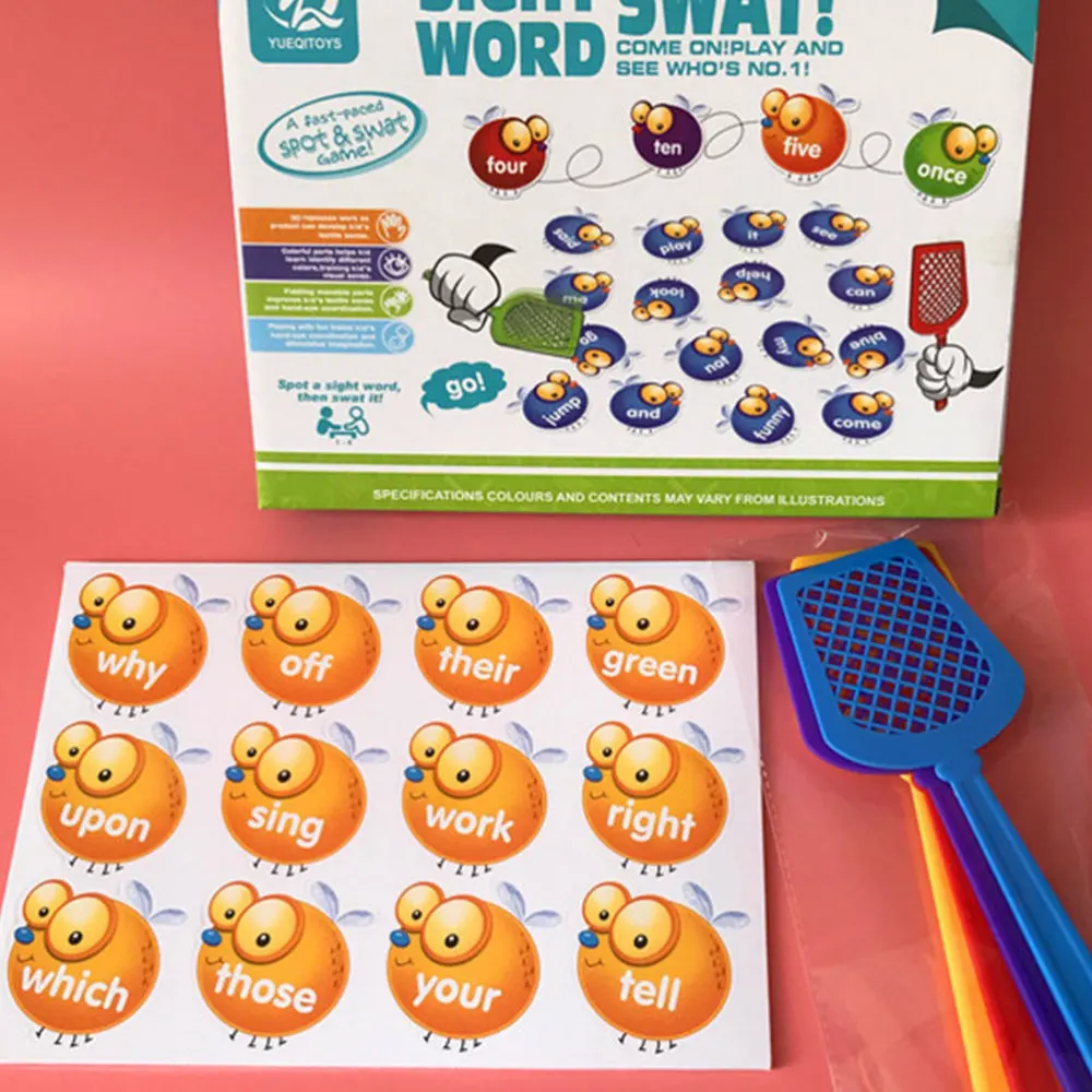 

1Set of Children's Early Education Card Literacy Fun To Learn English High Frequency Vocabulary English Word Cognition Swatting
