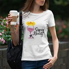 Женская летняя футболка, новые товары, прямые поставки, модные футболки Karajuku с принтом Спящая красавица, серия Дисней бокалы для вина принцессы