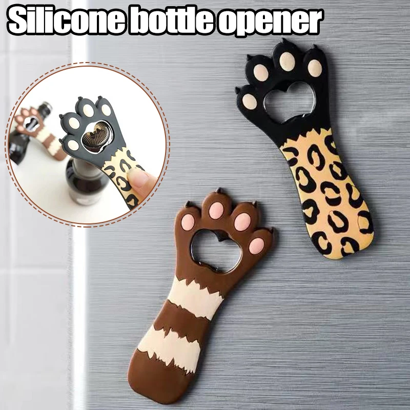 

Refrigerator Bottle Opener Cute Cartoon Animal Paw Magnetic Silicone Bottle Opener Freezer Kitchen Decor for Office Home lpfk