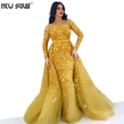 Вечерние платья, желтые мусульманские платья с бисером, Дизайн Дубай, съемная юбка, турецкие кафтаны ручной работы, платья для выпускного, Ближнего Востока, 2020