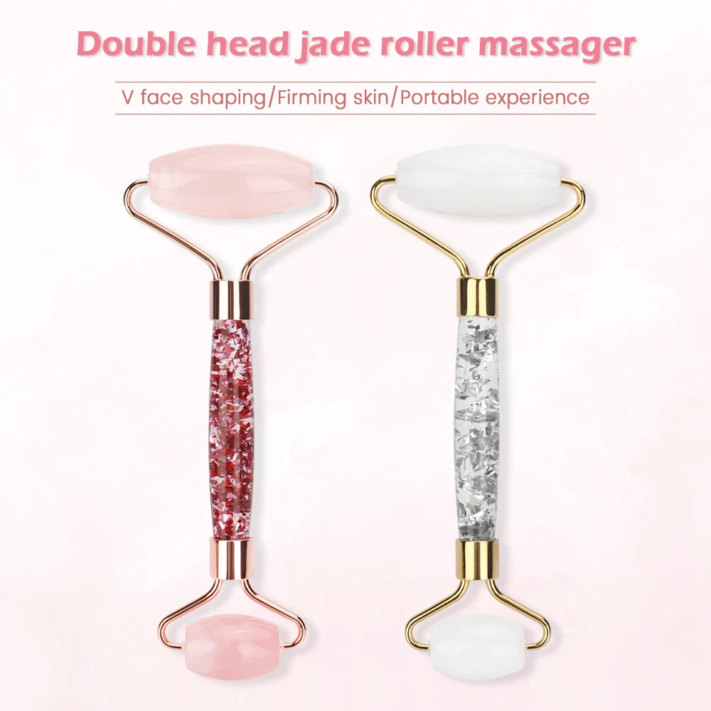 

Нефритовый роликовый массажер для лица, натуральный розовый кварц, фотоинструменты для лица, средство против морщин, уход за кожей, массаже...