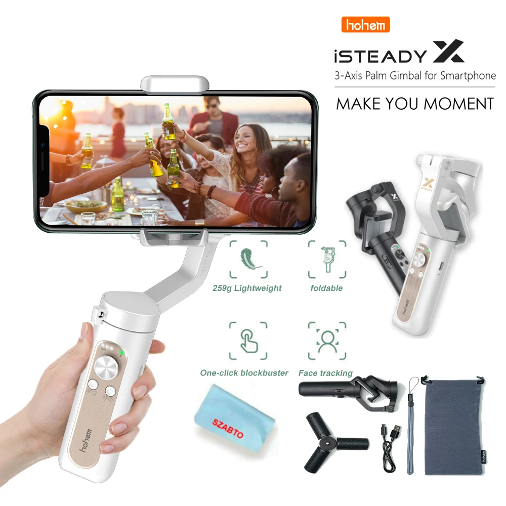 Hohem Isteady X гиростабилизатор с тремя осями ручной для Iphone Voor Xiaomi смартфона Pk Smooth Dji