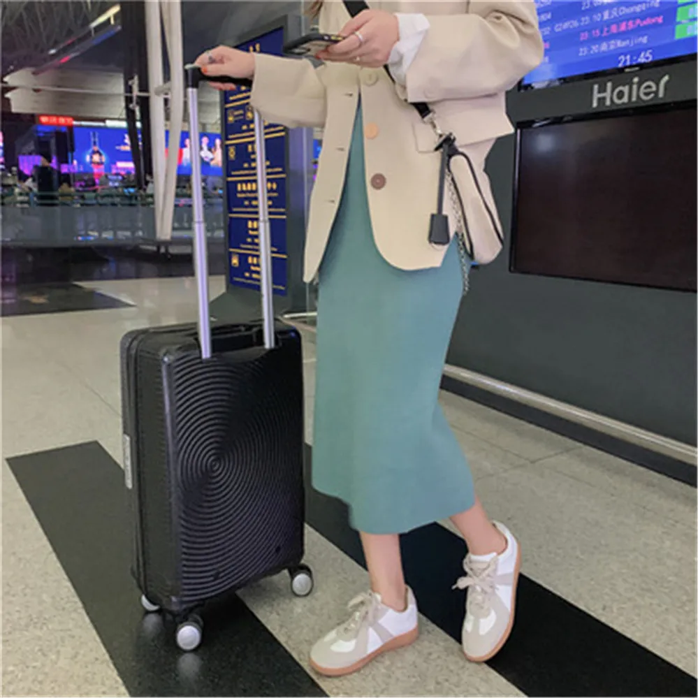 Женская трикотажная юбка-туба бежевая черная зеленая фиолетовая прямая Длинная