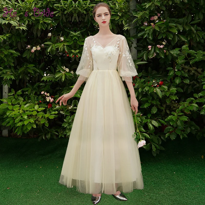Женское платье подружки невесты He's Bride Элегантное Длинное тонкое цвета