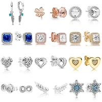 925 sterling silver earring women leaf clover ladybird knotted heart timeless elegance crystal earring with women jewelry