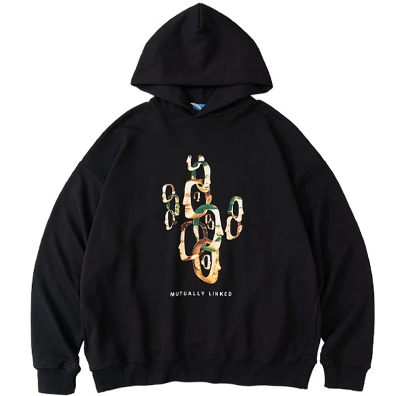 

Men Graphic Printing Hooded Sweater American Campus Simple Sweartshirt Couple Cotton Oversized Hoodie Fashion Top For Teen Fall