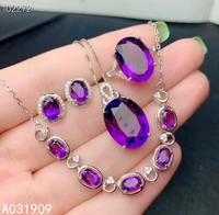 kjjeaxcmy boutique jewelry 925 sterling silver inlaid amethyst gemstone ring pendant earring bracelet womens suit classic