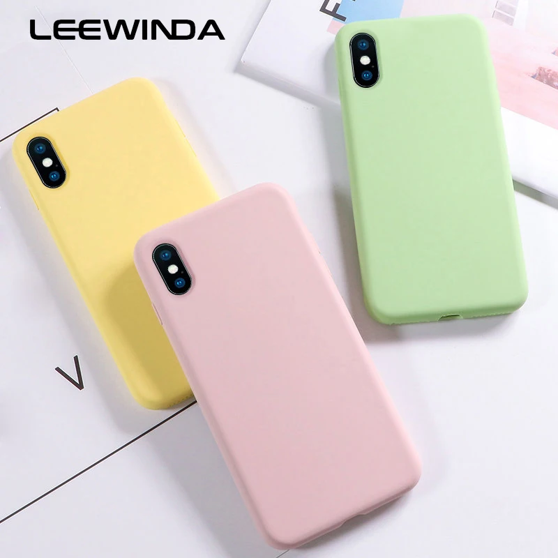 Силиконовый однотонный чехол LEEWINDA для iPhone XS 11 Pro MAX XR X Max Candy чехлы телефонов 7 6 6S 8