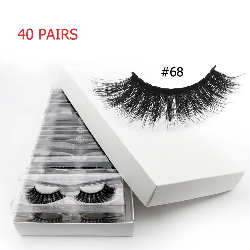 40pairs68W 40 пар ресниц оптом ресницы Объемные 3d норковые ресницы Объемные норковые ресницы натуральный макияж Накладные ресницы «maquiagem» cilios - Цвет: 40pairs68W