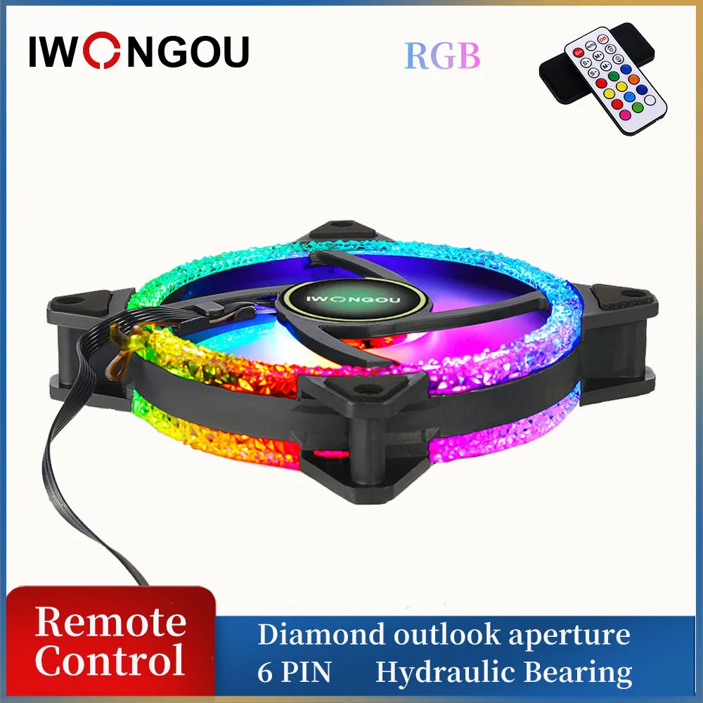 IWONGOU RGB вентилятор с контроллером ПК Вентилятор 120 мм 12 в pwm Halo тихий компьютерный