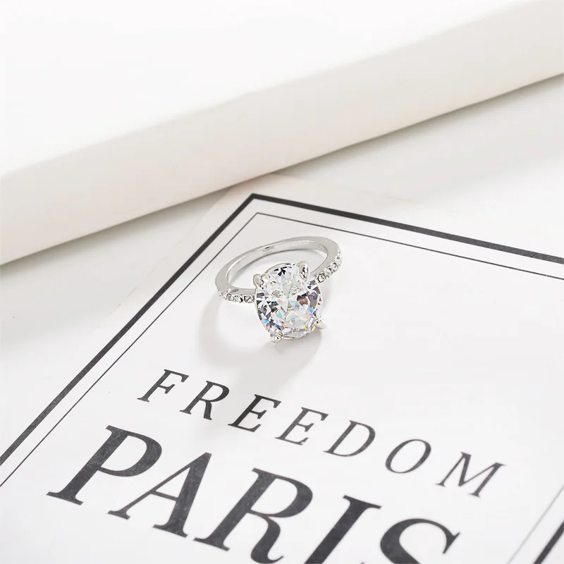 ZYZQ High Quality Micro Paved Finger Ringd For Women With Shiny Oval Cubic Zircon Stone Wedding Engagement Bridal Rings Jewelry | Украшения