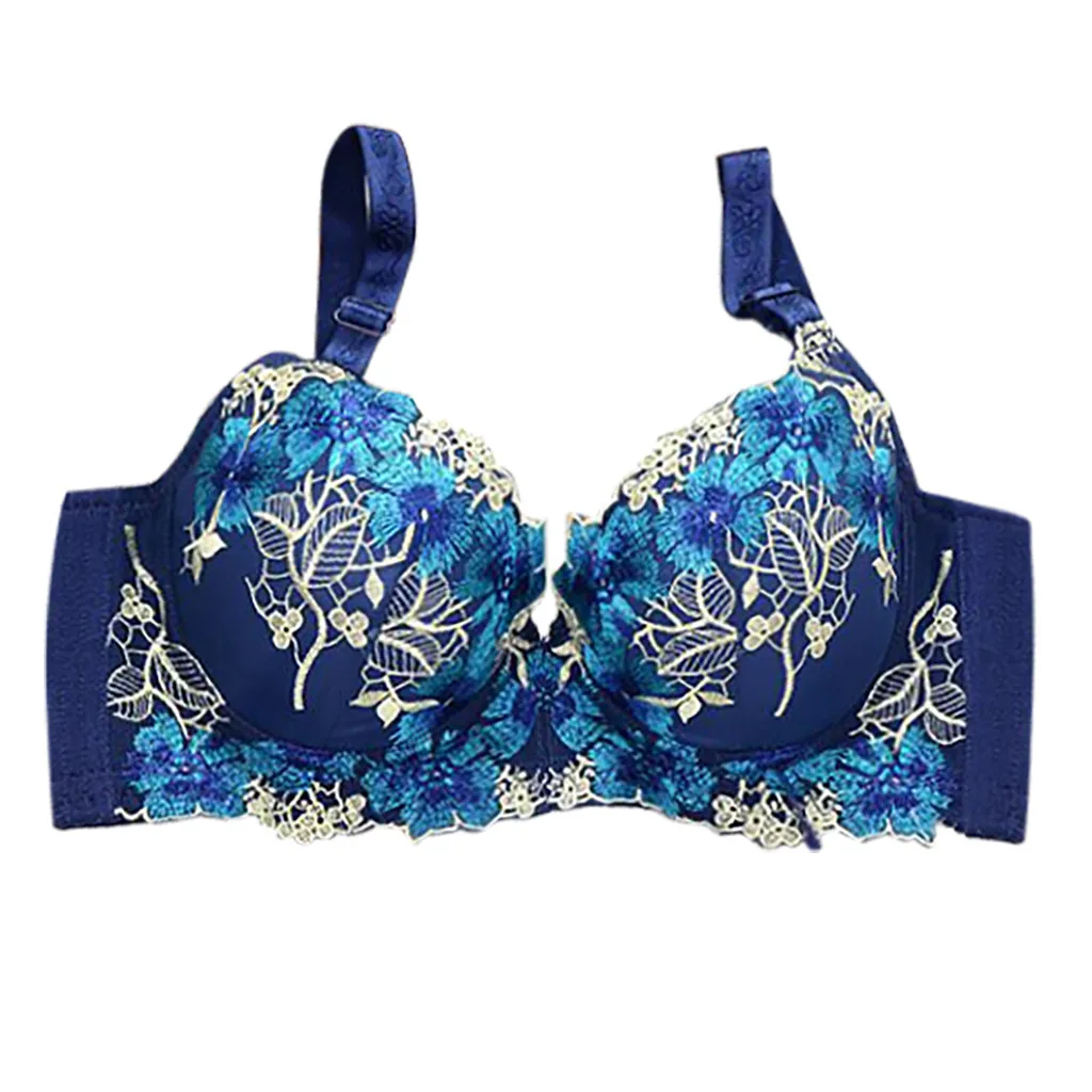 Женские бюстгальтеры большого размера для женщин с вышитым принтом регулируемые