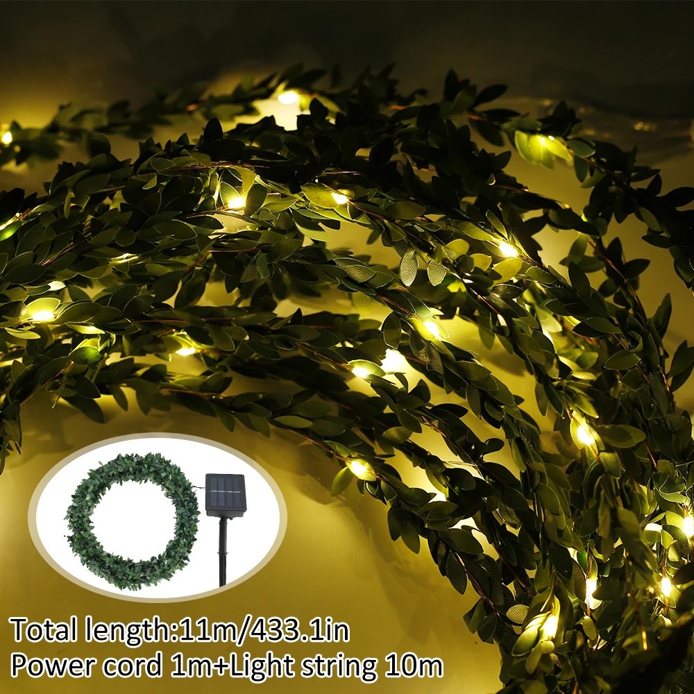 

Outdoor Party Garden Ivy Leaf Light Lamp Button Dimming UV Resistant Not Easy To Age Waterproof LED Solar Fairy Lights String