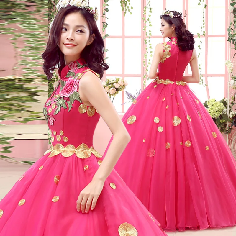 

Quinceanera Dresses 2019 High Neck Appliques Ball Gown Tulle Plus Size Sweet 15 Girls Prom Party Gown cheap