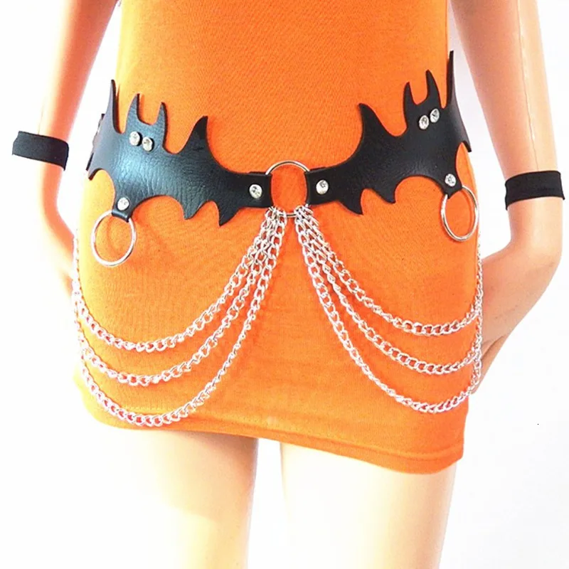 Женский кожаный ремень с 2 летучими мышами 6 звеньев|Украшения для тела| |