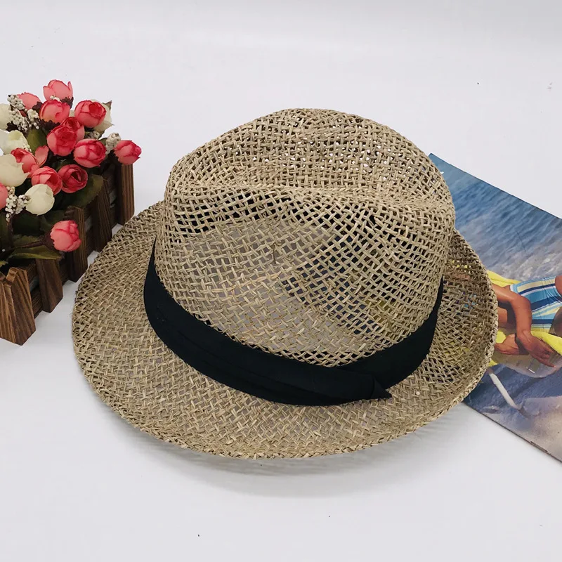 Шляпа мужская соломенная с вырезами Солнцезащитная Панама для отдыха и