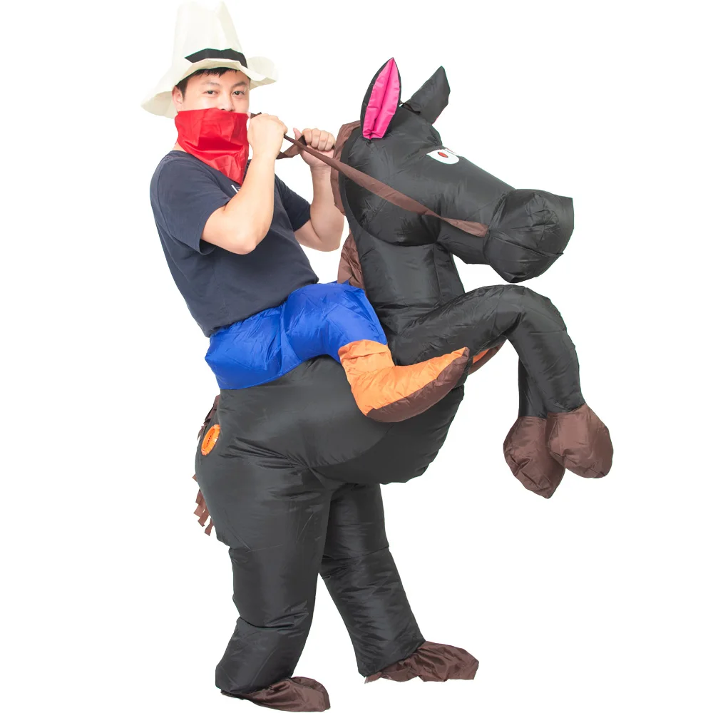 

JYZCOS Cowboy Ride Horse Inflatable Costumes Purim Halloween Costumes for Woman Man Adult Kids Animal Cosplay Carnival Costume