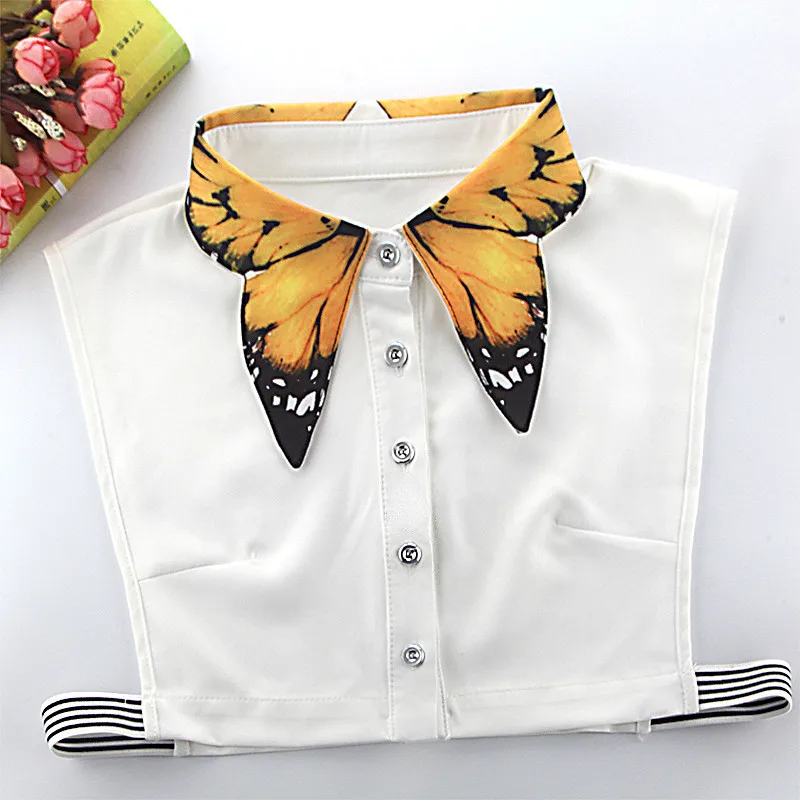 Linbaiway женская шифоновая имитация воротника съемная белая фоторубашка с