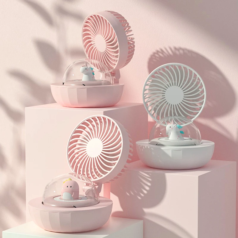 

Uareliffe Mini Aromatherapy Fan USB Rechargeable Wireless Air Cooler Portable Cute Pet Silent Cooling Fans With Atmosphere Lamp