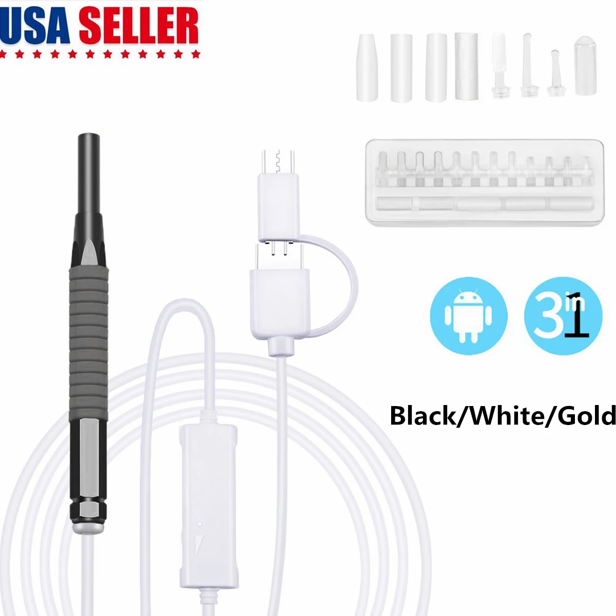 

3 in1 HD Medical In Ear Cleaning Endoscope Spoon Mini Camera Ear Picker Ear Wax Removal Cleaning Ear Mouth Nose Otoscope Tool
