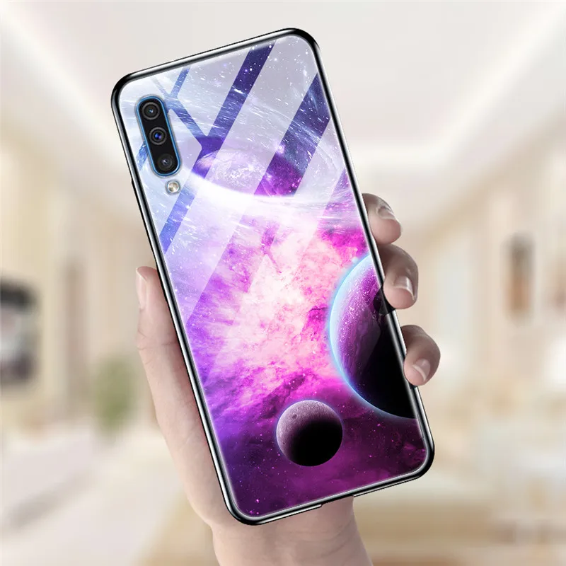 6," для samsung A50 чехол Роскошная стеклянная задняя крышка чехол для телефона для samsung Galaxy A50 A30s чехол A 50 мягкая рамка Рождество