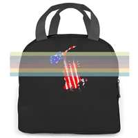 vintage usa flag with statue of liberty guitar cool women men portable insulated lunch bag adult