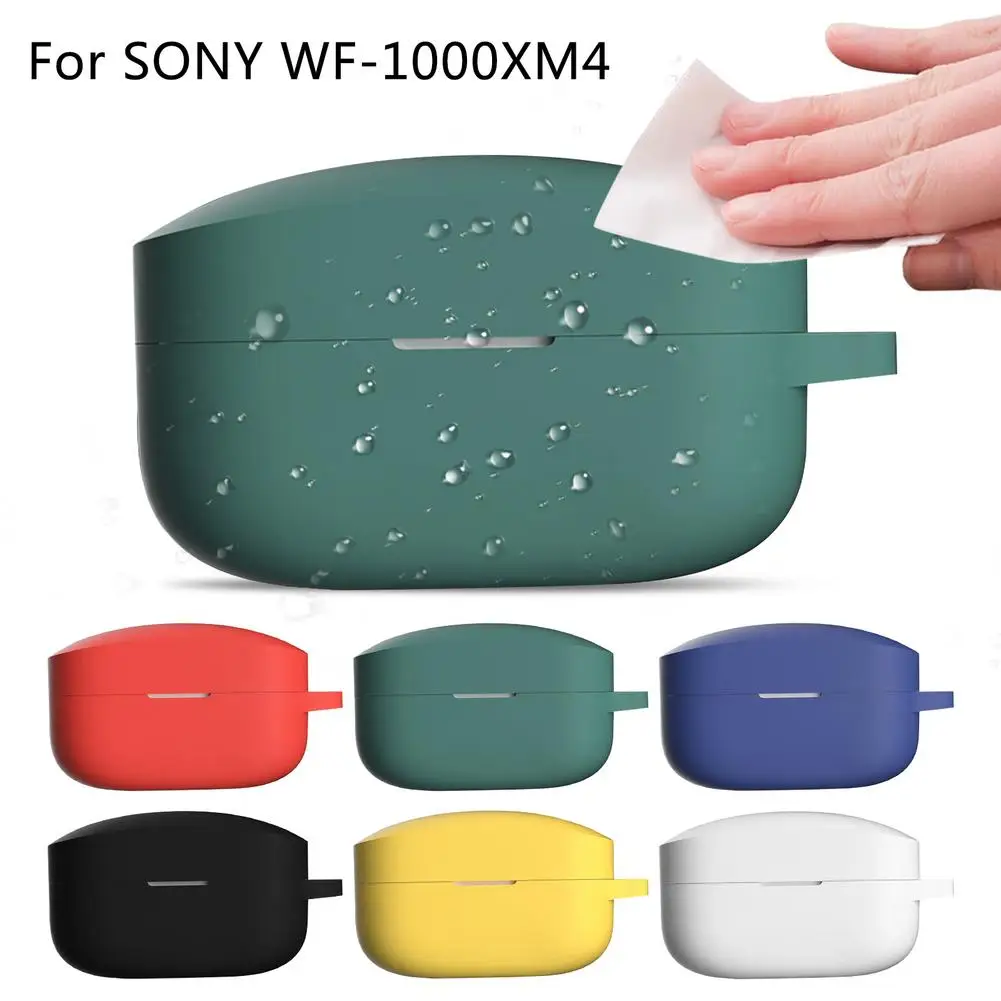 

Anti-Scratch Silicone Case Protective Skin For SONY WF-1000XM4 Wireless Earphone Liquid Silicone Sweat-proof Cover Carabiner
