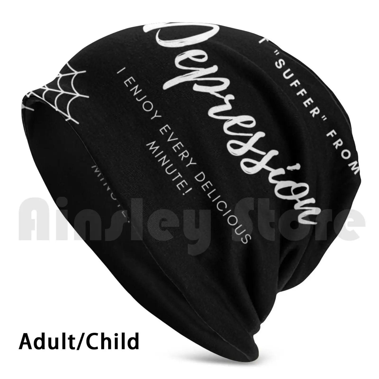 

I Don't " Suffer " From Depression Beanies Pullover Cap Comfortable Font Typography Words Quotes Handlettering Text